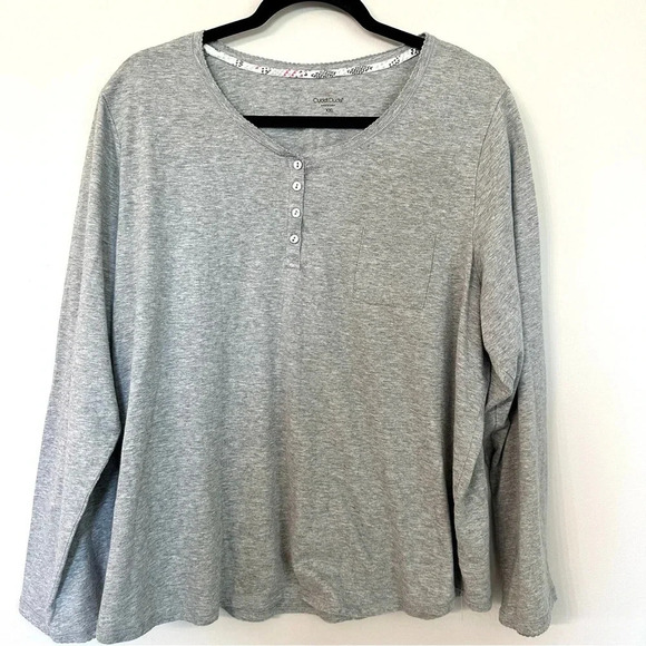 Cuddle Duds Women's Light Gray Long Sleeve Scoop Button Up Neck Top Size XXL GUC - Picture 2 of 7